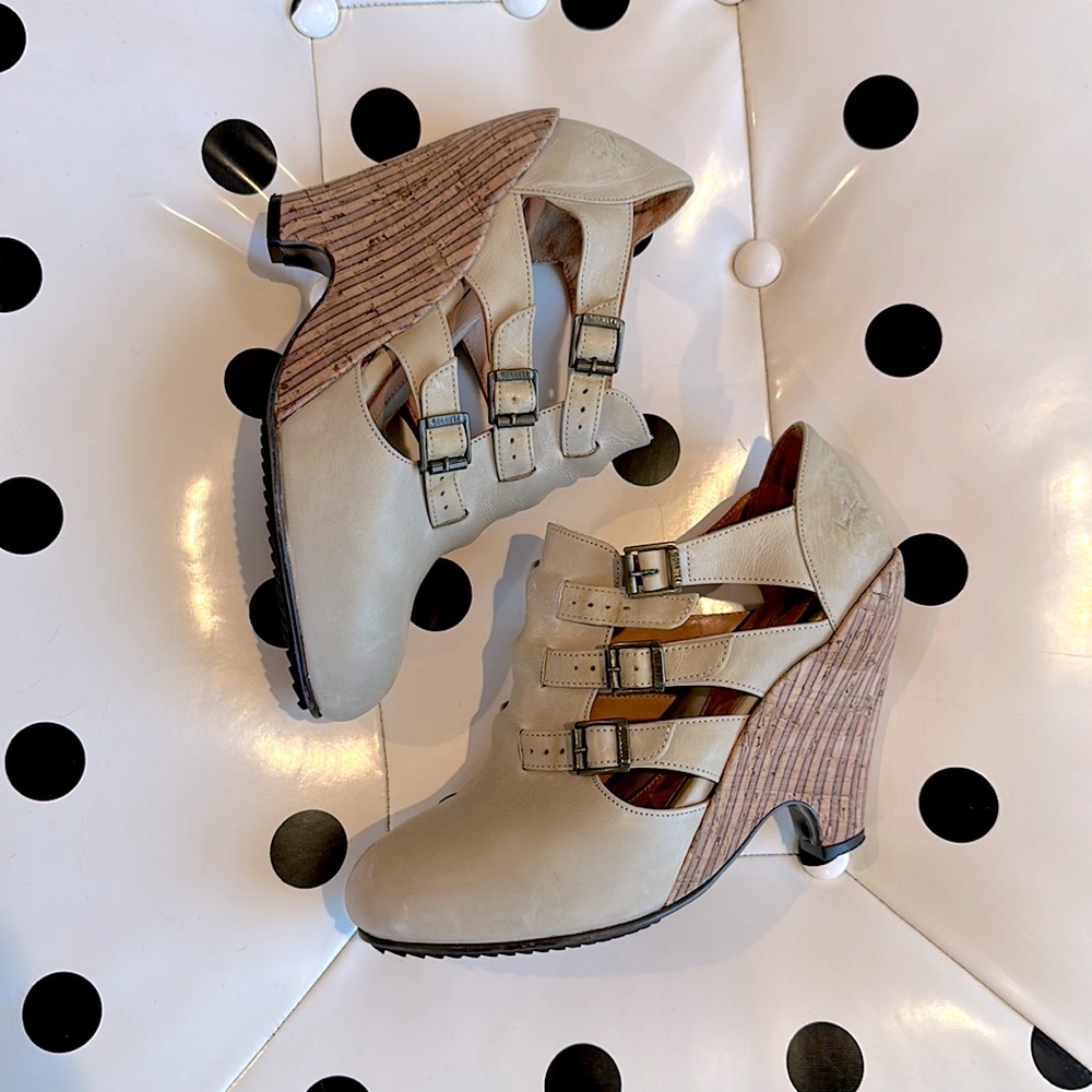 John Fluevog Farrah Wedge in Cream